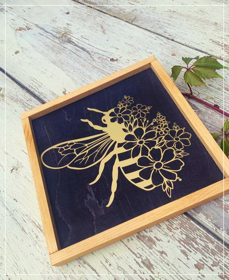 Golden Queen Beehoney Bee Wall Art Decor Boho Home Etsy