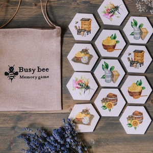 Wooden Bee keeping Memory Games for Kids,Montessori Toys, Matching Set,Kids Matching Game,Educational Tool,Toddler Toy,Honey Bee Unit Study