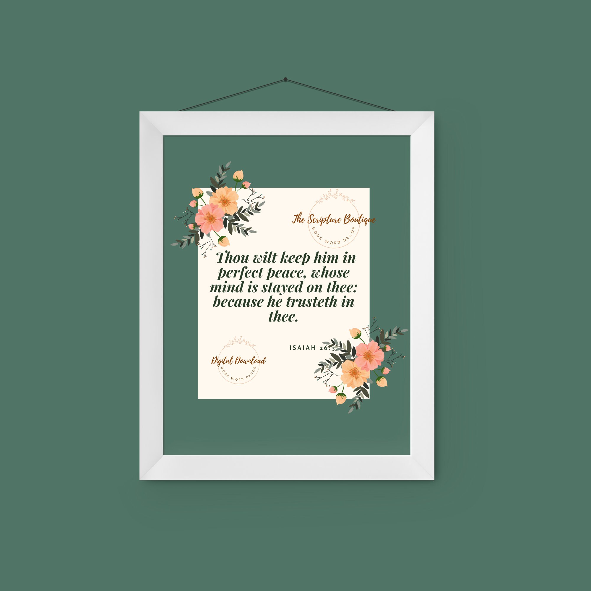 Isaiah 26:3- KJV | Bible Verse Wall Art | Scripture Wall Art ...