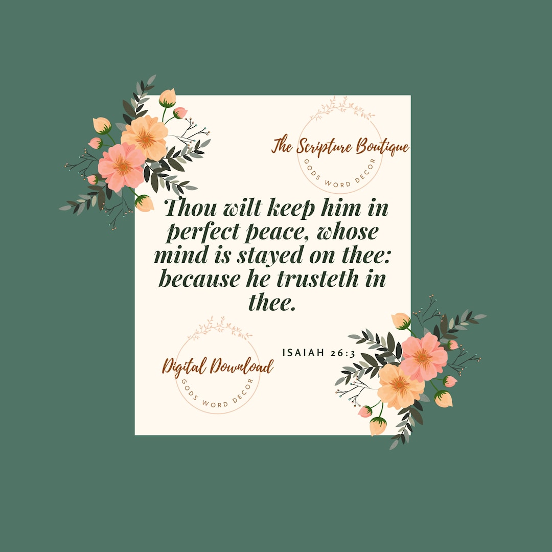 Isaiah 26:3- KJV | Bible Verse Wall Art | Scripture Wall Art ...
