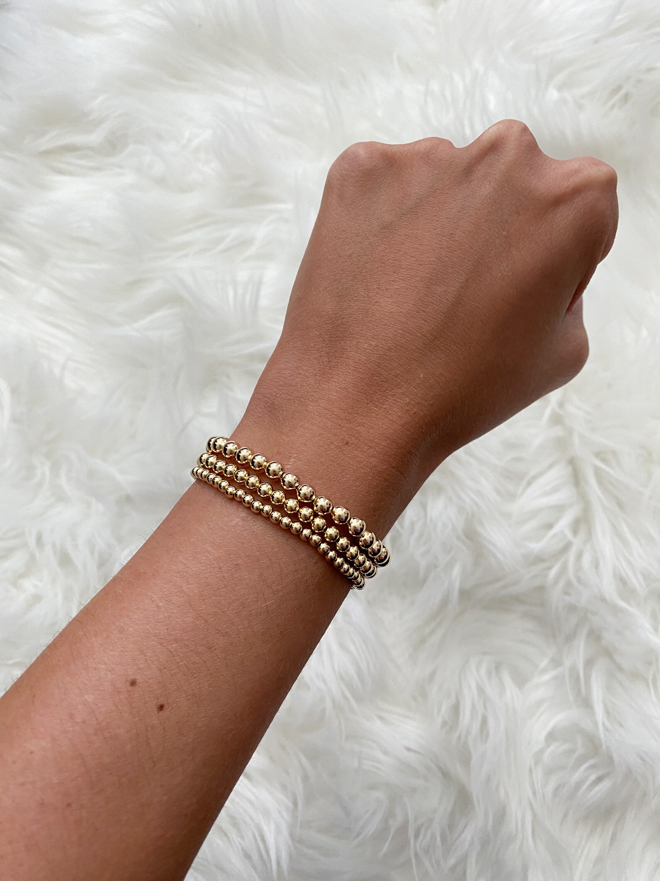 Gold Filled Bead Bracelets 3mm 4mm and 5mm Bead Sizes Etsy