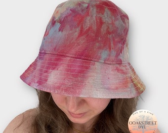 Ice Dye Linen Cotton Bucket Hat, Summer Beach Hat (M/L)