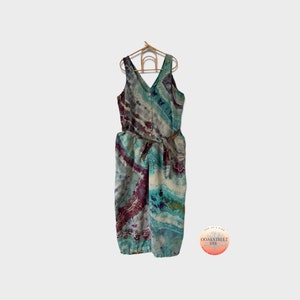 Size XL TALL Tie Dye Jumpsuit, Ice Dye Romper for Women, Tie Dye Dungarees