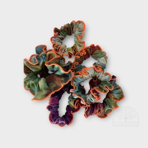 Tie Dye Bamboo Scrunchies, Ice Dyed Bamboo Hair Ties