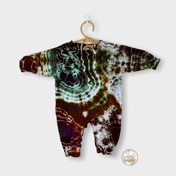 Baby 18 Month Geode Long Sleeve Romper, Ice Dye Baby One Piece, Tie Dye Baby Romper, Baby Bubble Romper