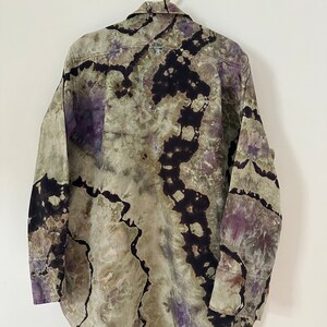 Linen Ice Dye Shirt, Women’s Tie Dye Button Down Top, Size S image 4