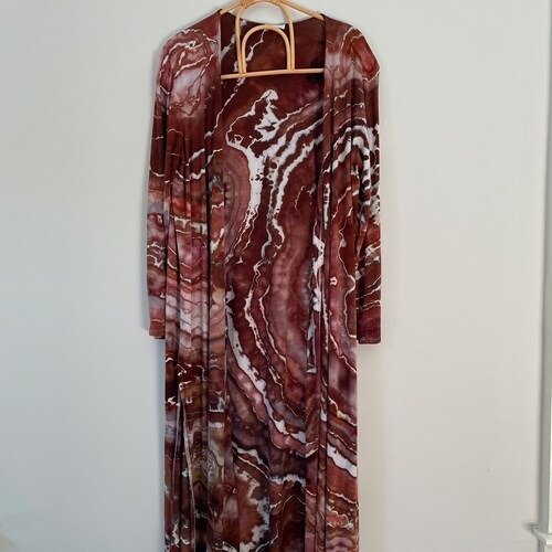 Size L LONG Tie Dye shops Duster, Ice Dye Bamboo Cardigan, Open Cardigan