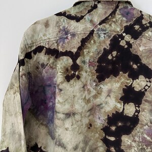 Linen Ice Dye Shirt, Women’s Tie Dye Button Down Top, Size S image 8