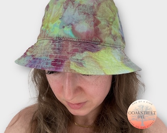 Ice Dye Linen Cotton Bucket Hat, S/M Summer Beach Hat