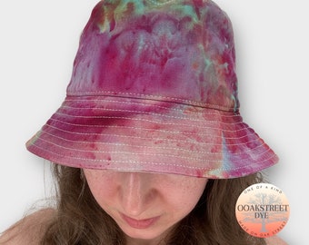 Ice Dye Linen Cotton Bucket Hat, S/M Summer Beach Hat