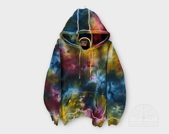Moletom com capuz Night Lily Custom Ice Dye, algodão orgânico, unissex