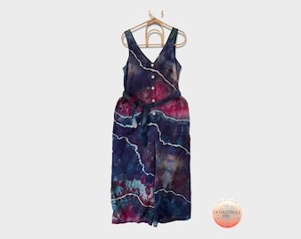 Size M Tie Dye Jumpsuit, Ice Dye Romper for Women, Tie Dye Dungarees