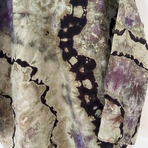 Linen Ice Dye Shirt, Women’s Tie Dye Button Down Top, Size S image 10