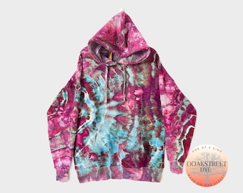Strawberry Field Ice Dye Hoodie, Custom Tie Dye Sweatshirt
