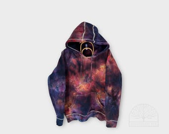 Custom Ice Dye Hoodie, Organic Cotton Plum Galaxy Tie Dye