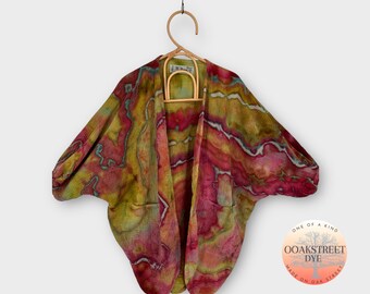 Unisex One Size Tie Dye Cocoon Jacket, Cotton Gauze Ice Dye Cardigan Jacket, Summer Kimono Duster