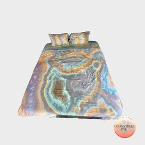 Made to Order Satin Bamboo Tie Dye Sheet Set, Custom Ice Dye Sheet and Sham Set, Custom Bed Linens, Tie Dye Housewarming Gift