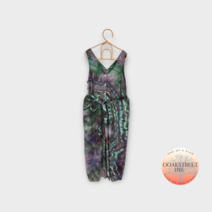 Size XL Tie Dye Jumpsuit, Ice Dye Romper for Women, Tie Dye Dungarees