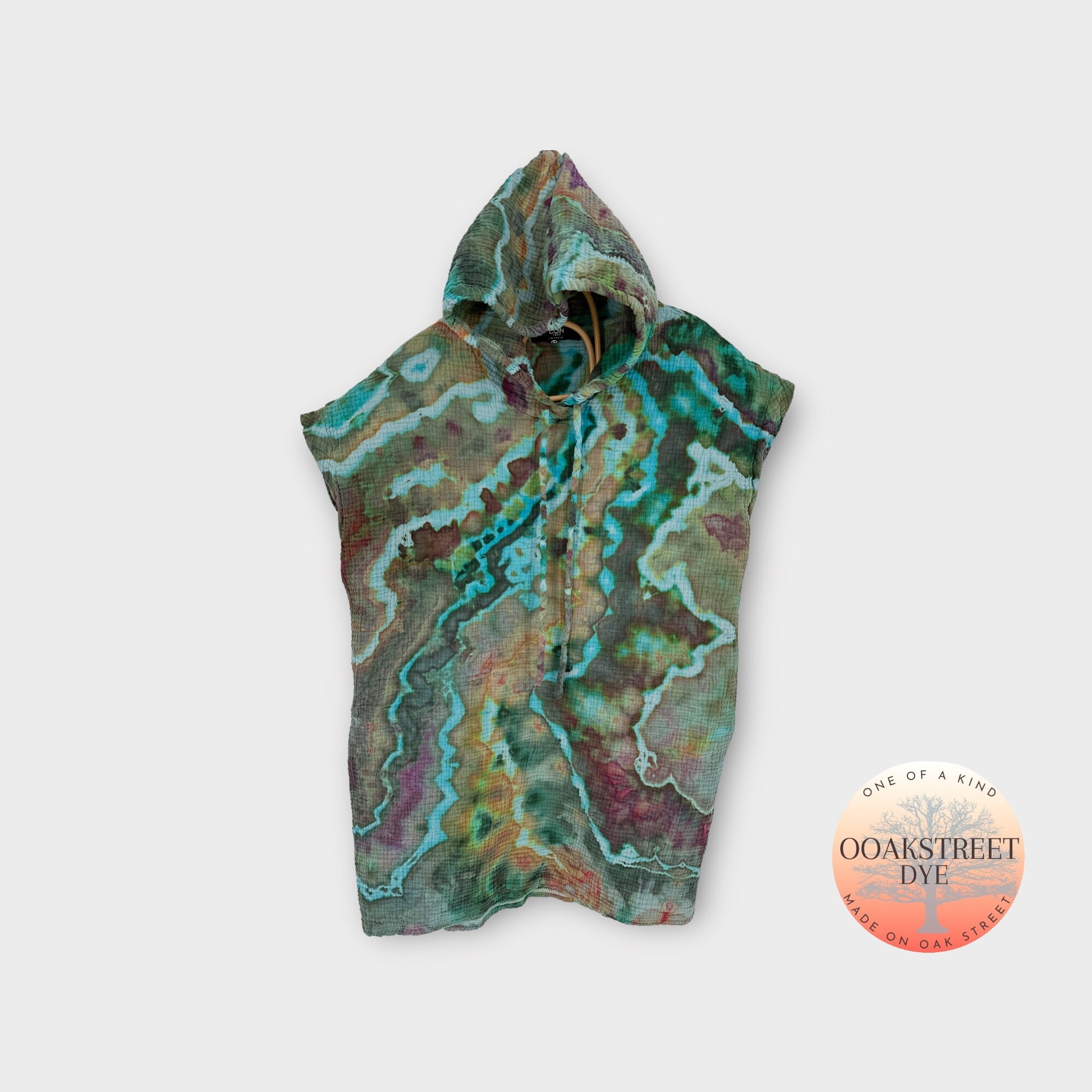Size L Tie Dye Hoodie, Ice Dye Baja Hoodie, Cotton Gauze Hoodie Dress