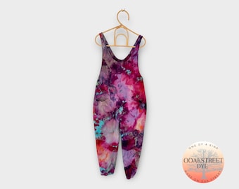 Size M Tie Dye Jumpsuit, Ice Dye Unisex Overalls, Tie Dye Dungarees