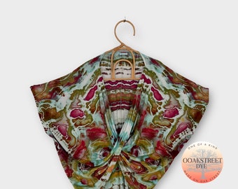 Women’s Free Size Twist Front Tie Dye Cardigan, Bamboo Wrap Cardigan, Ice Dye Top, Boho Cardigan