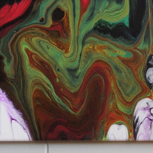 Original neon acrylic pour painting on gallery wrapped canvas image 1