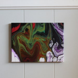 Original neon acrylic pour painting on gallery wrapped canvas image 2