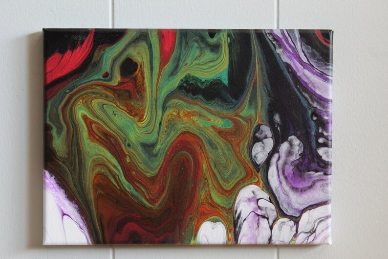 Original neon acrylic pour painting on gallery wrapped canvas image 3