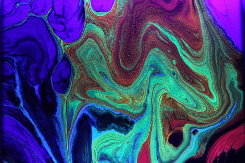 Original neon acrylic pour painting on gallery wrapped canvas image 5