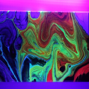 Original neon acrylic pour painting on gallery wrapped canvas image 4