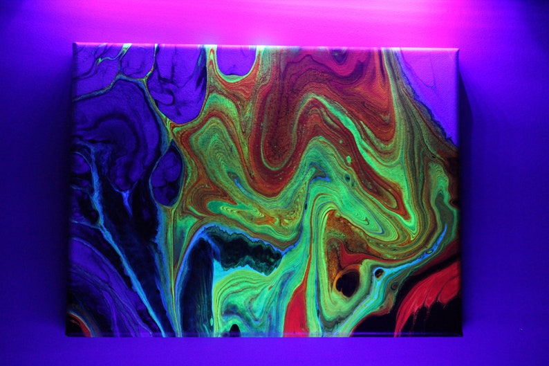 Original neon acrylic pour painting on gallery wrapped canvas image 4