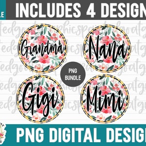 Oma PNG Bundle, Blumen Oma PNG, Oma Sublimations Bundle, Aquarell Blumen, Oma Becher Png, Sofort Download, Großmutter Geschenk