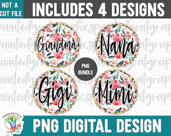 Floral Grandma PNG Bundle: Watercolor Sublimation Designs (Digital Download)