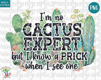 Funny Cactus Expert PNG: Succulent Watercolor Design (Digital Download)