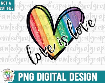Liebe ist Liebe Regenbogen-Herz PNG: Pride Sublimationsdatei (Digitaler Download)