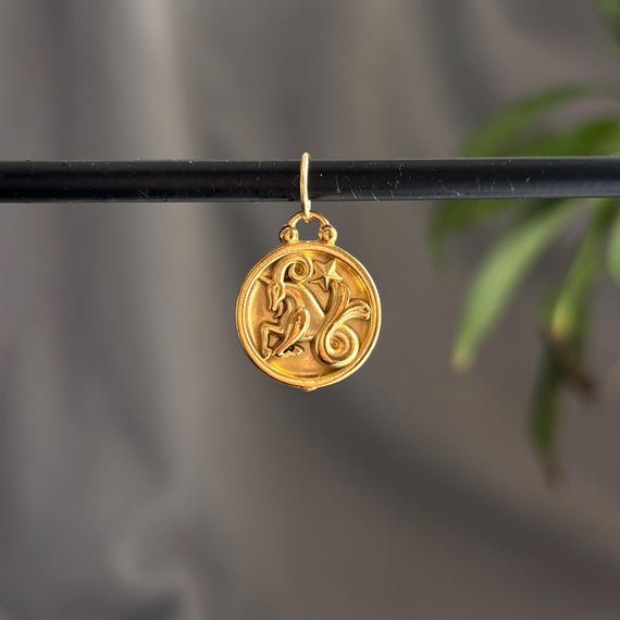 Zodiac Charm, Gold Plated Stainless Steel Astrology Pendant, Design Your Own Jewellery Charm, Star Sign Charm Jewellery, Christmas Gift Idea