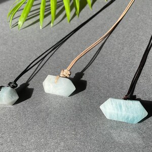 Aqua Marine Pendant Necklace Healing Crystal Jewellery Aquamarine Crystal .  Crystal for Courage and self belief.
