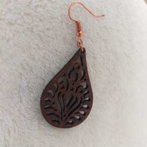 Wooden earrings, wooden earrings, boho earrings, vintage earrings, dangling earrings, wooden jewelry, stainless steel wooden earrings, natural earrings