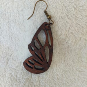 Wooden earrings, wooden earrings, boho earrings, vintage earrings, dangling earrings, wooden jewelry, stainless steel wooden earrings, natural earrings, wings