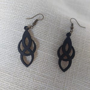 Wooden earrings, wooden earrings, black earrings, black earrings, hanging earrings, wooden jewelry, stainless steel wooden earrings, hanging earrings