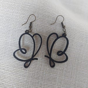Wooden earrings, wooden earrings, black earrings, black earrings, drop earrings, wooden jewelry, stainless steel wooden earrings, butterfly earrings
