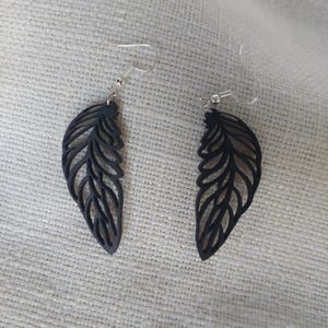 Wooden earrings, wooden earrings, black earrings, black earrings, drop earrings, wooden jewelry, stainless steel wooden earrings, wing earrings