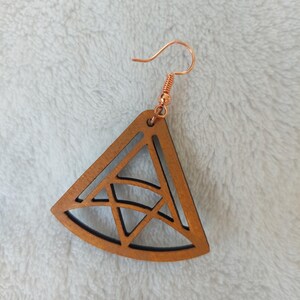 Wooden earrings, wooden earrings, boho earrings, vintage earrings, dangling earrings, wooden jewelry, stainless steel wooden earrings, natural earrings, triangle