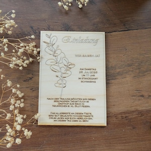 Wedding invitation card, invitation card, eucalyptus invitation card, wedding invitation, wooden invitation card, wedding
