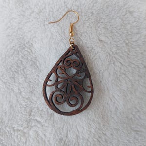 Wooden earrings, wooden earrings, boho earrings, vintage earrings, dangling earrings, wooden jewelry, stainless steel wooden earrings, natural earrings