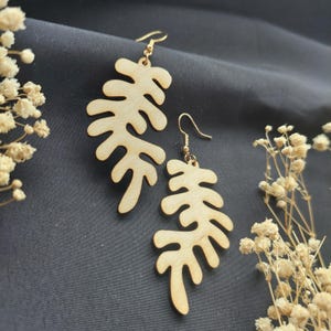 Earrings wood, wooden earrings, hanging earrings, wooden jewelry, wooden earrings hanging, earrings walnut wood, earrings leaf