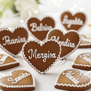 Tischkarten, Platzkarten, Tischkarten Hochzeit, Tischkarten Taufe, Personalisiertes Lebkuchenherz, Gastgeschenk, Hochzeitsdeko