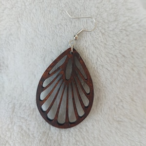 Wooden earrings, wooden earrings, boho earrings, vintage earrings, dangling earrings, wooden jewelry, stainless steel wooden earrings, natural earrings