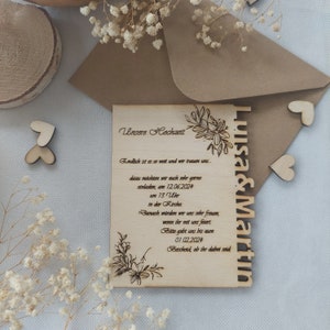 Invitación rectangular de madera con nombres, tarjetas de invitación, invitación de boda, tarjeta de invitación de boda, invitación de comunión, confirmación