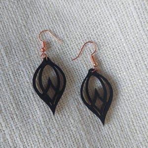 Wooden earrings, wooden earrings, black earrings, black earrings, hanging earrings, wooden jewelry, stainless steel wooden earrings, pointed drop earrings